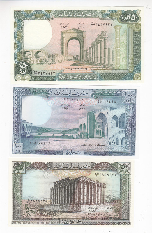 Lebanon Lot of 7 Banknotes 1964 - 1980

UNC