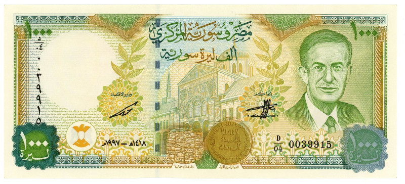 Syria 1000 Pounds 1997 AH1418

P# 111a, N# 208878; # D/04 0039915; UNC