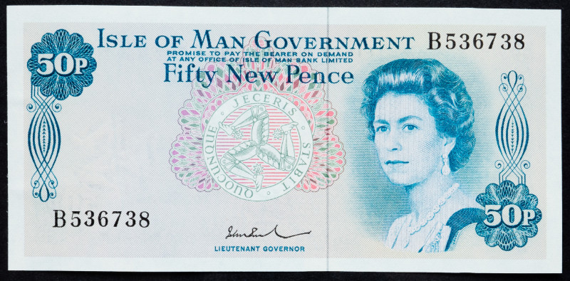 Isle of Man 50 Pence 1972

P# 28, N# 209711; # B536738; AUNC, with written in ...