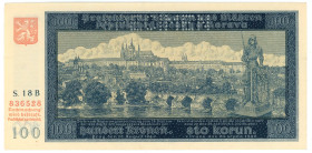 Bohemia & Moravia 100 Korun 1940 Specimen

P# 6s, N# 204545; Perforated Specimen; UNC-