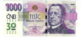 Czech Republic 1000 Korun 2008 (2023) Comemmorative 30 Years of Czech Currency

N# 355638; # R 64 001558; UNC