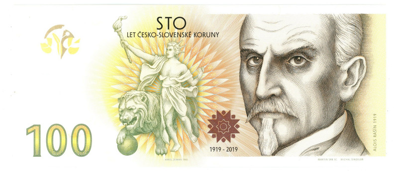 Czech Republic 100 Korun 2019 (2020) "100th Anniversary of the Czechoslovak Crow...