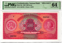 Czechoslovakia 500 Korun 1929 Specimen PMG 64 Choice Unc

P# 24s, N# 285400; # E 283763