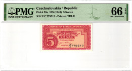 Czechoslovakia 5 Korun 1945 (ND) PMG 66 EPQ Gem Unc

P# 59a, N# 207316; # Z/Z 779515