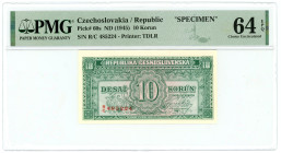 Czechoslovakia 10 Korun 1945 (ND) PMG 64 EPQ Choice Uncirculated

P# 60s, N# 207050; # R/C 485224