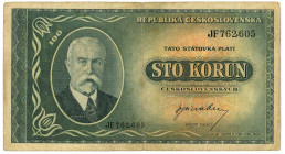 Czechoslovakia 100 Korun 1945 (ND)

P# 63a, N# 207322; # JF 762,605; VF-