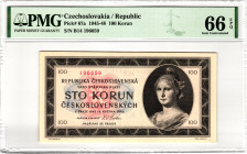 Czechoslovakia 100 Korun 1945 - 1948 PMG 66 EPQ Gem Unc

P# 67a, N# 207320; # B 14 196659