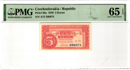 Czechoslovakia 5 Korun 1949 PMG 65 EPQ Gem Unc

P# 68a, N# 205899; # A 73 566074