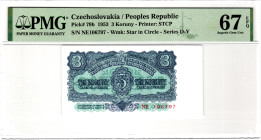 Czechoslovakia 3 Koruny 1953 PMG 67 EPQ Superb Gem Unc

P# 79b, N# 208507 ; # NE 106797