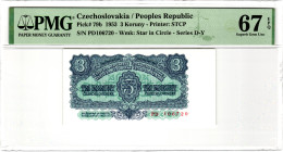 Czechoslovakia 3 Koruny 1953 PMG 67 EPQ Superb Gem Unc

P# 79b, N# 208507 ; # PD 106720