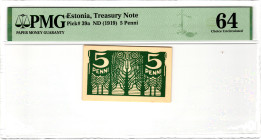 Estonia 5 Penni 1919 (ND) PMG 64 Choice Unc

P# 39a, N# 288111