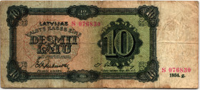 Latvia 10 Latu 1934

P# 25d, N# 385044; # S 07683; VF