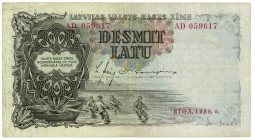 Latvia 10 Latu 1938

P# 29, N# 204088; # AD 059617; VF