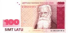Latvia 100 Latu 1992 (1994)

P# 47, N# 221311; # A 2922916 A; VF