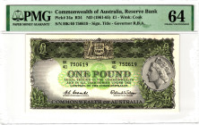 Australia 1 Pound 1961 - 1965 (ND) PMG 64 Choice Unc

P# 34a, N# 202360; # HK 40 750619