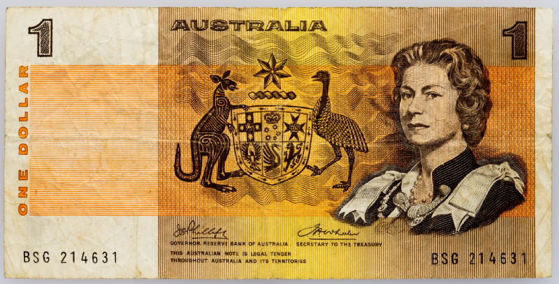 Australia 1 Dollar 1972 - 1973 (ND)

P# 37d, N# 202380; # BSG 214631; F