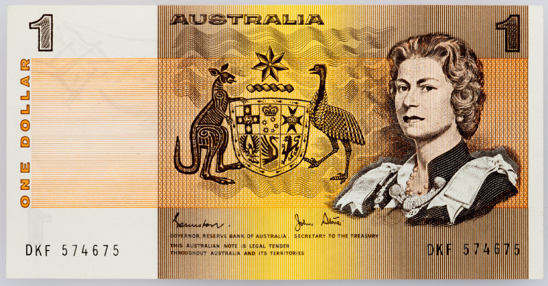 Australia 1 Dollar 1982 - 1983 (ND)

P# 42d, N# 202381; # DKF 574675; XF