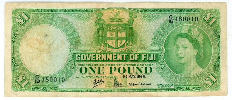 Fiji 1 Pound 1965

P# 53g, N# 244509; # C/18 180010; VF, Tears