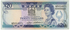 Fiji 20 Dollars 1986 (ND)

P# 85a, # B/5014971; UNC