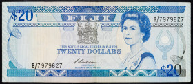 Fiji 20 Dollars 1992

P# 95, N# 346997; # B/7979627; F, with written in pencil on the back