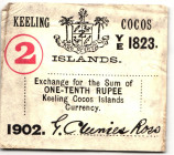 Keeling Cocos Islands 2 Rupees 1902

P# S127, N# 292004; # YE 1823; VF