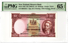 New Zealand 10 Shillings 1960 - 1967 (ND) PMG 65 EPQ Gem Unc

P# 158d, N# 204076; # 9 B 045815