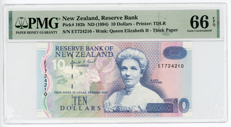 New Zealand 10 Dollars 1994 (ND) PMG 66 EPQ Gem Uncirculated

P# 182b, N# 2105...