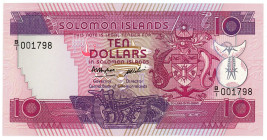 Solomon Islands 10 Dollars 1986 (ND)

P# 15a, N# 214172; # B/I 001798; UNC