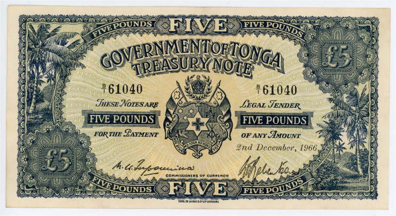 Tonga 5 Pounds 1966

P# 12d, N# 253960; #B/1 61040; XF