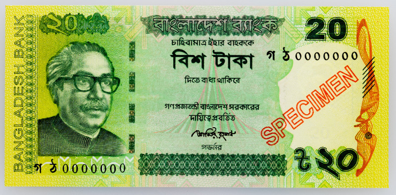 Bangladesh 20 Taka 2017 Specimen

P# 55As, N# 206133; # 0000000; UNC