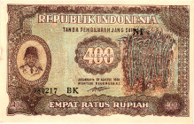 Indonesia 400 Rupiah 1948

P# 35a, N# 355712; # NI 080217 BK; AUNC