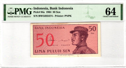 Indonesia 50 Sen 1964 PMG 64 Choice Unc

P# 94a, N# 206604; # BWG 033474