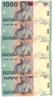 Indonesia 5 x 1000 Rupiah 2000 Consecutives Numbers

P# 141a, N# 203209; # XIR 824344 - XIR 824348; UNC
