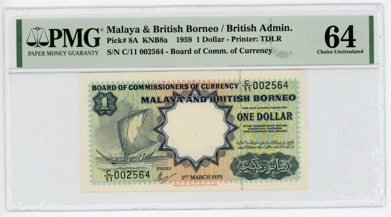 Malaya & British Borneo 1 Dollar 1959 PMG 64 Choice Uncirculated

P# 8A, N# 20...