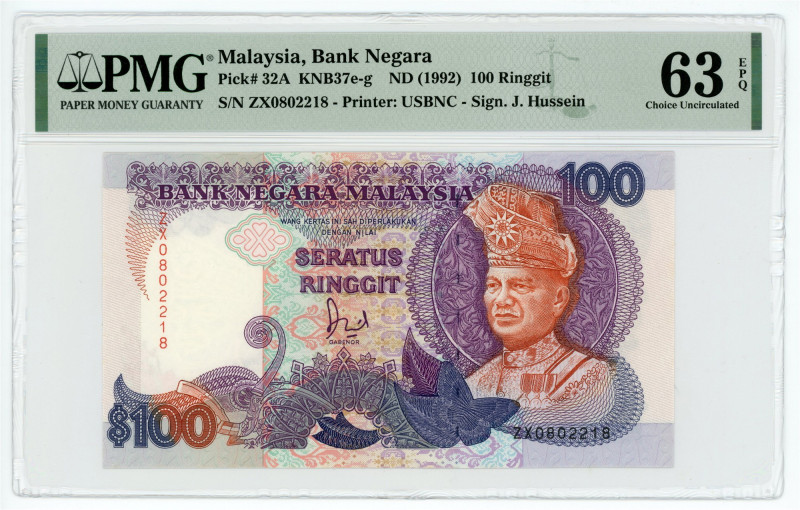 Malaysia 100 Ringgit 1992 (ND) PMG 63 EPQ Choice Uncirculated

P# 32A, N# 2029...