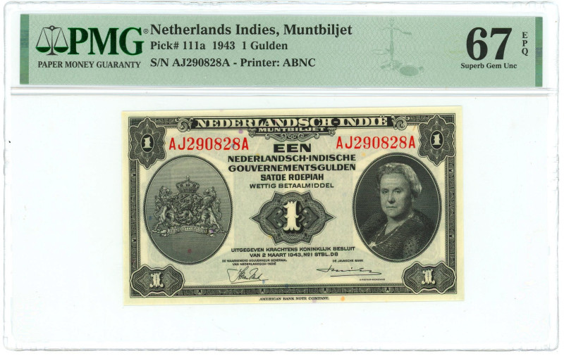 Netherlands Indies 1 Gulden 1943 PMG 67 EPQ Superb Gem Unc

P# 111a, N# 204901...