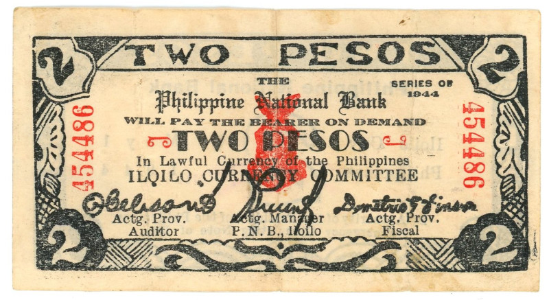 Philippines Iloilo 2 Pesos 1944

P# S340a, N# 228369; # 454486; VF