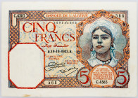Algeria 5 Francs 1933

P# 77a, N# 207711; # C.4383 568; F+, with stains