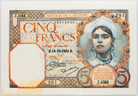 Algeria 5 Francs 1933

P# 77a, N# 207711; # Z.4368 261; XF, with stains
