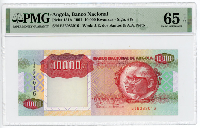 Angola 10000 Francs 1991 PMG 65 EPQ Gem Uncirculated

P# 131b, N# 207803; # EJ...