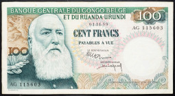 Belgian Congo 100 Francs 1959

P# 33, N# 220634; # AG 115603; F