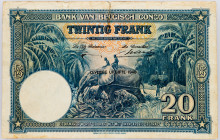 Belgian Congo 20 Francs 1948

P# 15F, N# 259117; # AB145301; Overprint "SEPTIEME EMISSION"; VG, with traces of glue, torn