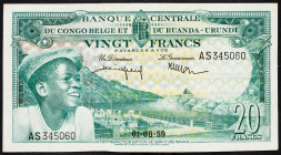 Belgian Congo 20 Francs 1959

P# 31, N# 259284; # AS345060; VG