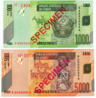 Congo Democratic Republic 1000 - 5000 Francs 2005 Specimen

P# 101s, # 1908 - 0519; UNC