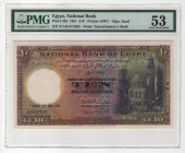 Egypt 10 Pounds 1951 PMG 53 About UNC

P# 23d, N# 220284; # X/143 011963; Printer: BWC