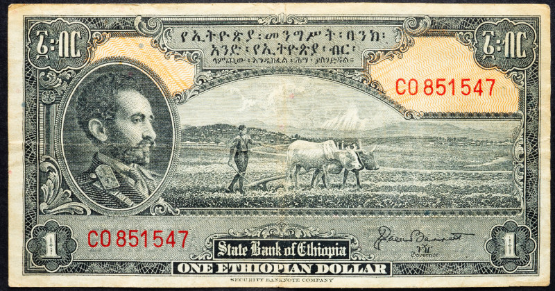 Ethiopia 1 Dollar 1945

P# 12, N# 234414; # CO 851547; F