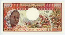 Gabon 500 Francs 1974 (ND)

P# 2a, N# 207603; # C.3 19426; UNC