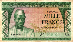 Guinea 1000 Francs 1960

P# 15, N# 242230; # F 489091; F+/VF-