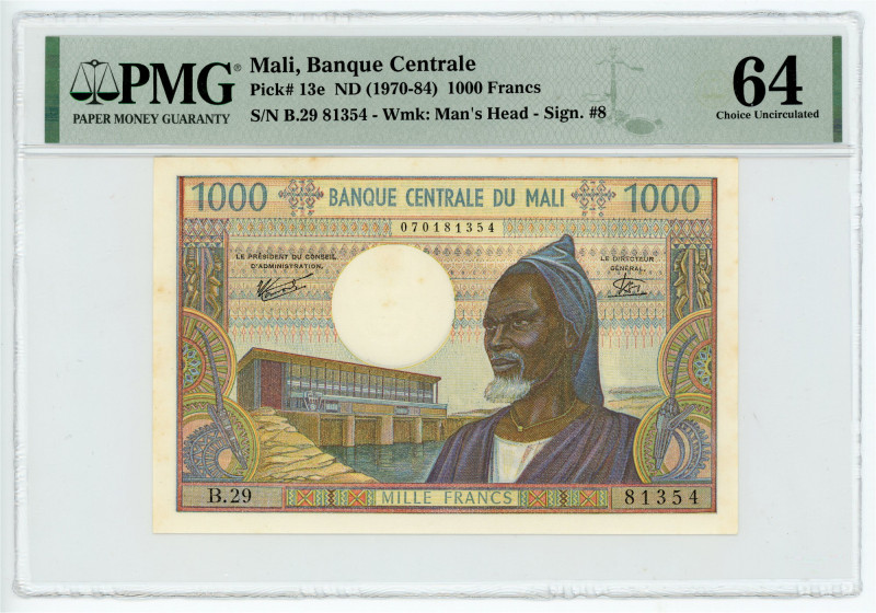 Mali 1000 Francs 1970 - 1984 (ND) PMG 64 Choice Uncirculated

P# 13e, N# 20696...