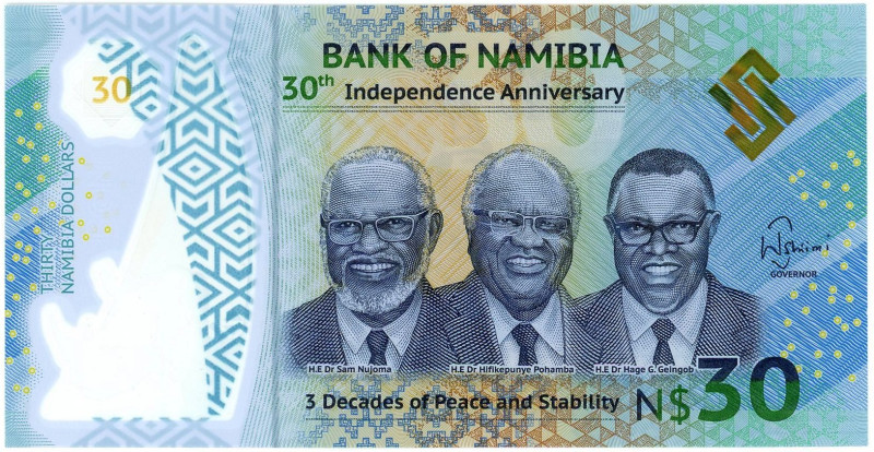 Namibia 30 Dollars 2020 Commemorative

P# 18, N# 214285; Commemorative issue 3...